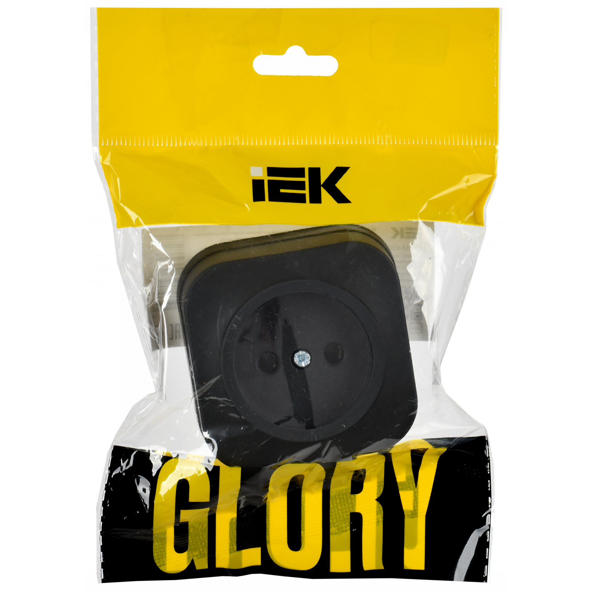 GLORY Розетка 1-местная для открытой установки без заземления без защитных шторок 10А РС20-2-ХЧм черный матовый IEK
