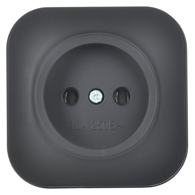 GLORY Розетка 1-местная для открытой установки без заземления без защитных шторок 10А РС20-2-ХЧм черный матовый IEK