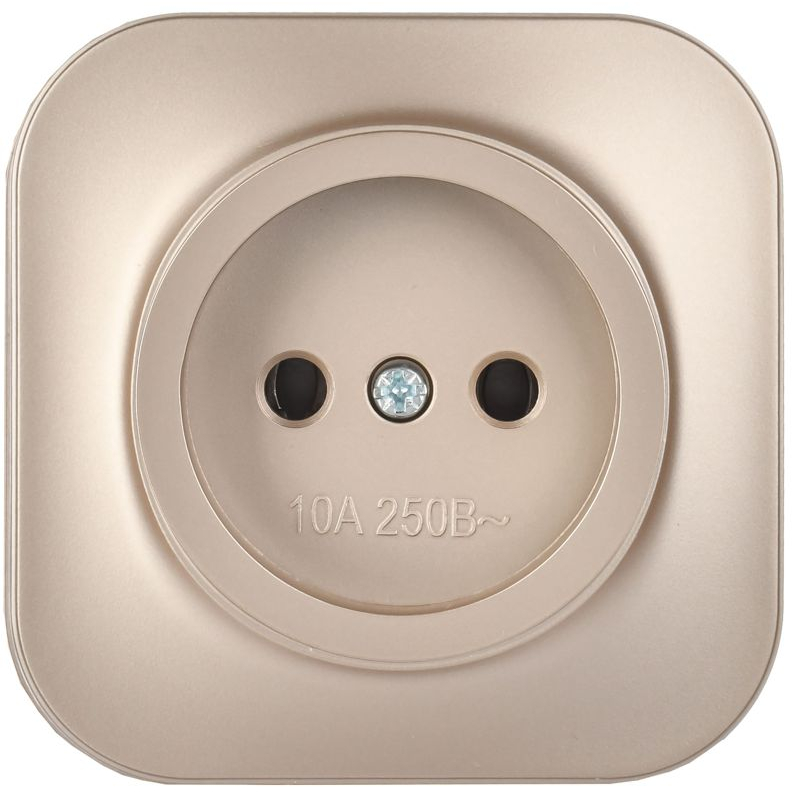 GLORY Розетка 1-местная для открытой установки без заземления без защитных шторок 10А РС20-2-ХШм шампань матовый IEK