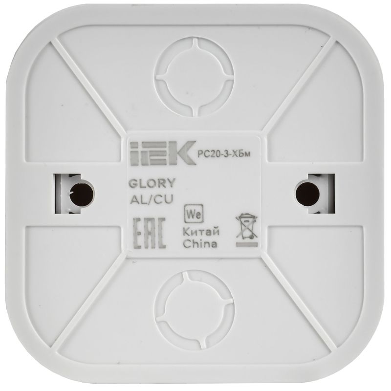 GLORY Розетка 1-местная для открытой установки с заземлением без защитных шторок 16А РС20-3-ХБм белый матовый IEK