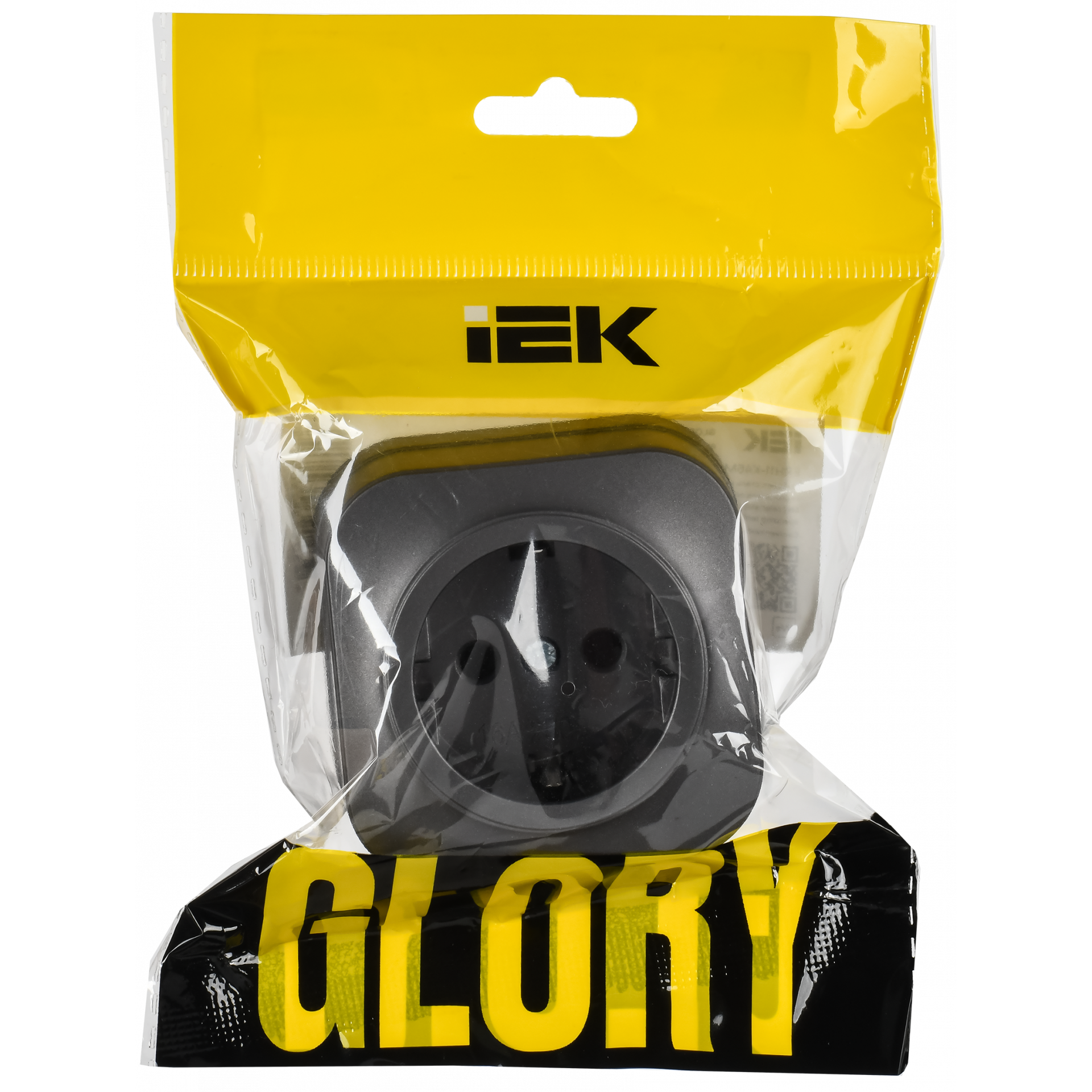GLORY Розетка 1-местная для открытой установки с заземлением без защитных шторок 16А РС20-3-ХСм сталь матовый IEK