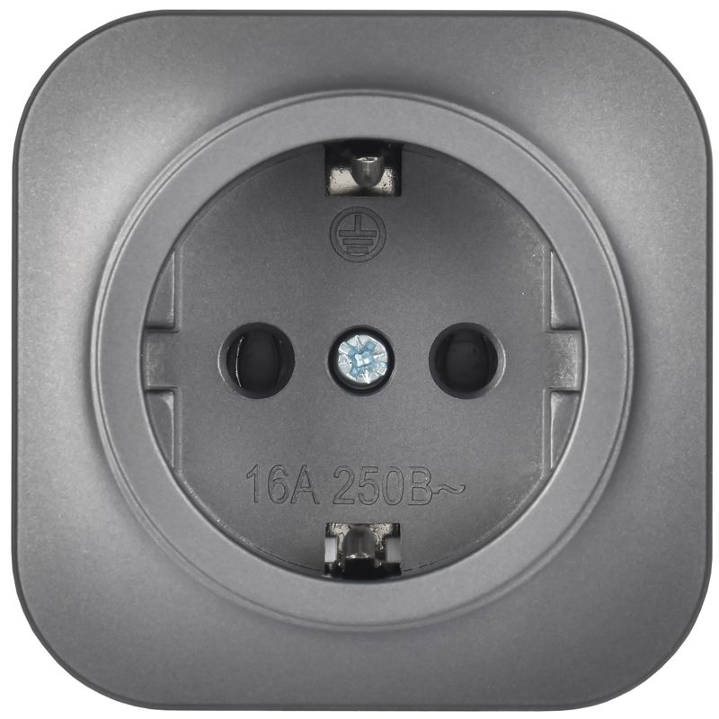 GLORY Розетка 1-местная для открытой установки с заземлением без защитных шторок 16А РС20-3-ХСм сталь матовый IEK