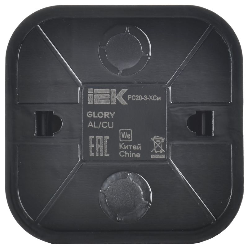 GLORY Розетка 1-местная для открытой установки с заземлением без защитных шторок 16А РС20-3-ХСм сталь матовый IEK