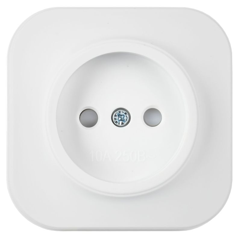 GLORY Розетка 1-местная для открытой установки без заземления с защитными шторками 10А РСш20-2-ХБм белый матовый IEK