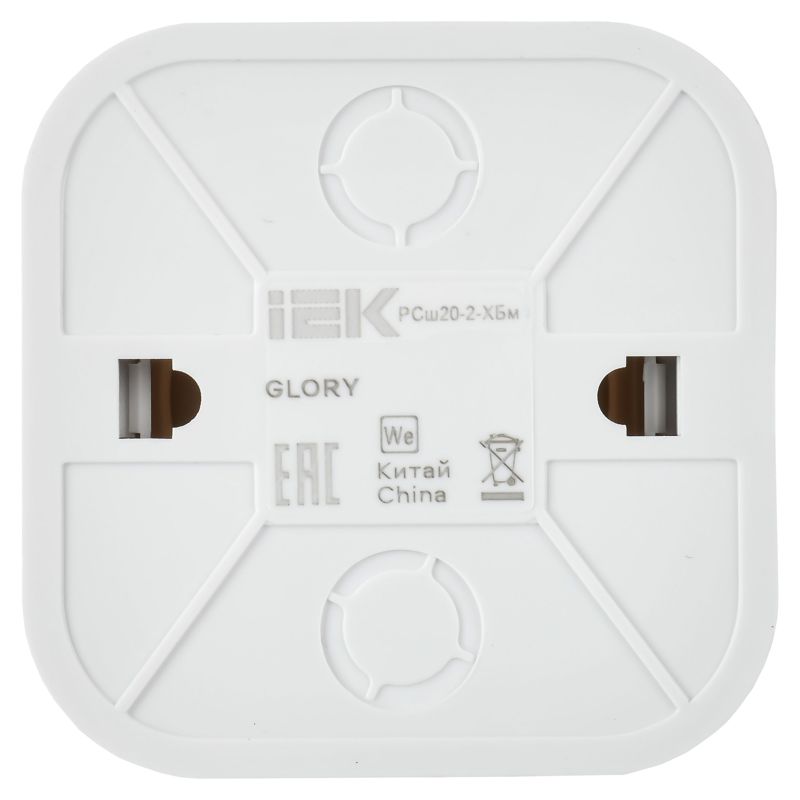 GLORY Розетка 1-местная для открытой установки без заземления с защитными шторками 10А РСш20-2-ХБм белый матовый IEK