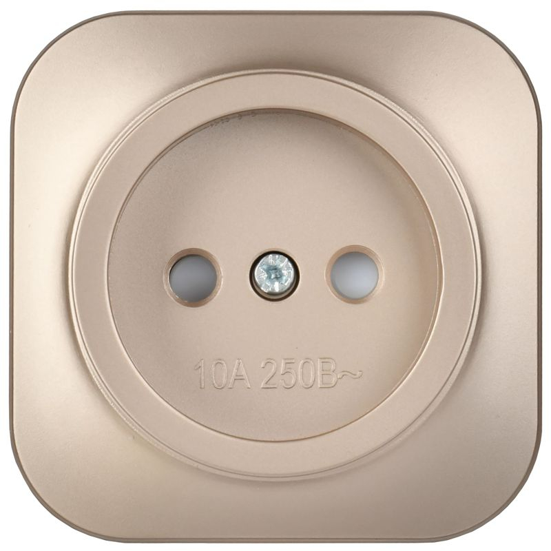 GLORY Розетка 1-местная для открытой установки без заземления с защитными шторками 10А РСш20-2-ХШм шампань матовый IEK