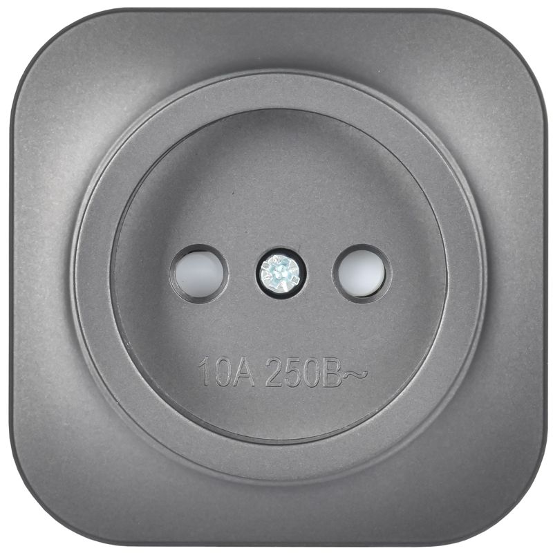 GLORY Розетка 1-местная для открытой установки без заземления с защитными шторками 10А РСш20-2-ХСм сталь матовый IEK