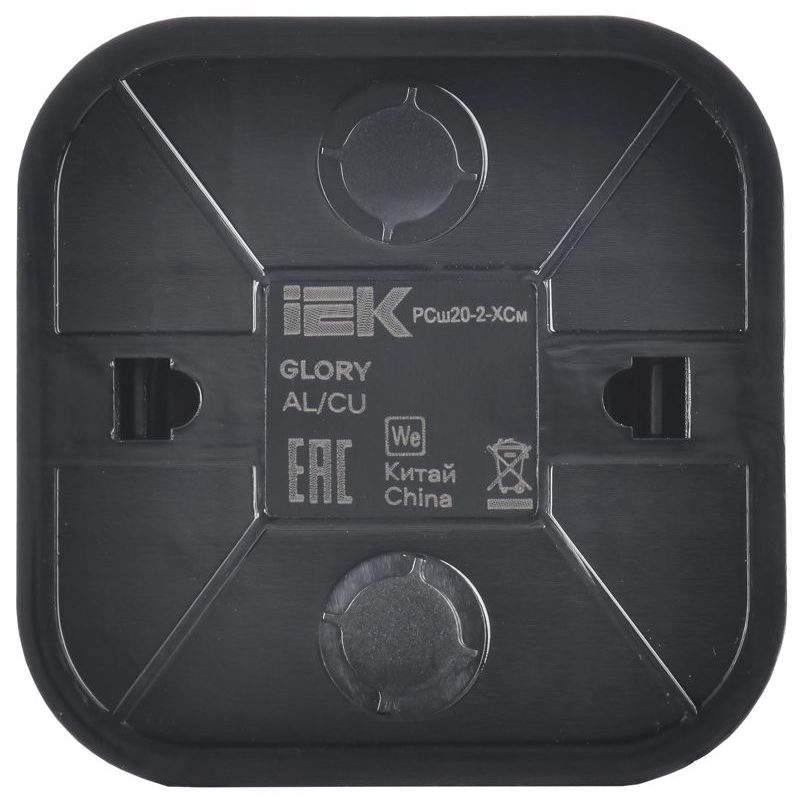 GLORY Розетка 1-местная для открытой установки без заземления с защитными шторками 10А РСш20-2-ХСм сталь матовый IEK