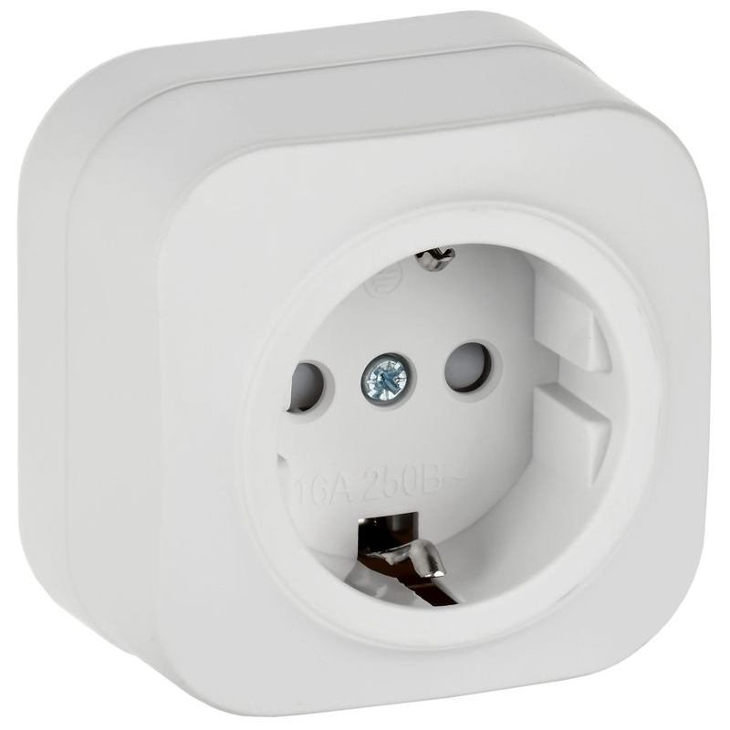 GLORY Розетка 1-местная для открытой установки с заземлением с защитными шторками 16А РСш20-3-ХБм белый матовый IEK