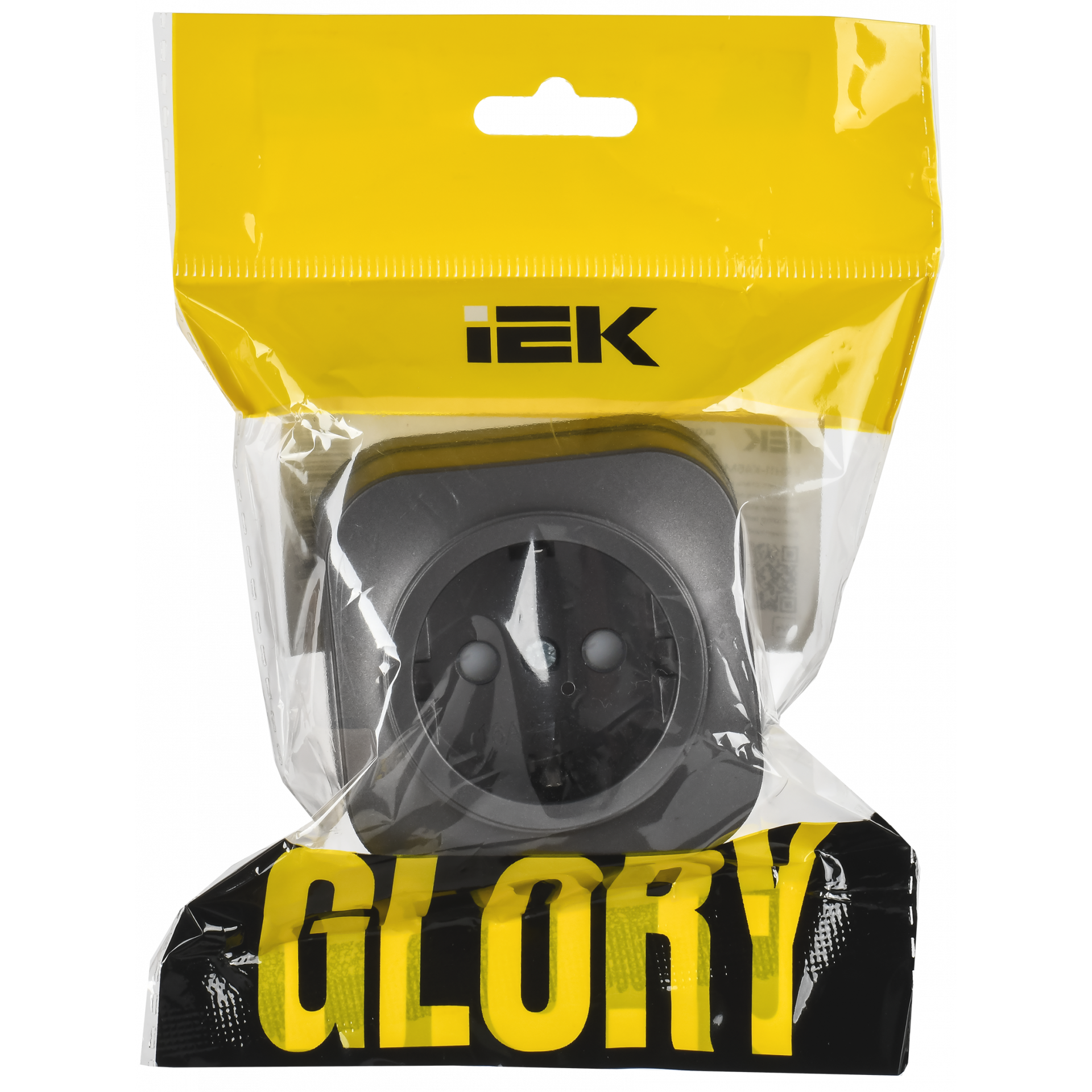 GLORY Розетка 1-местная для открытой установки с заземлением с защитными шторками 16А РСш20-3-ХСм сталь матовый IEK