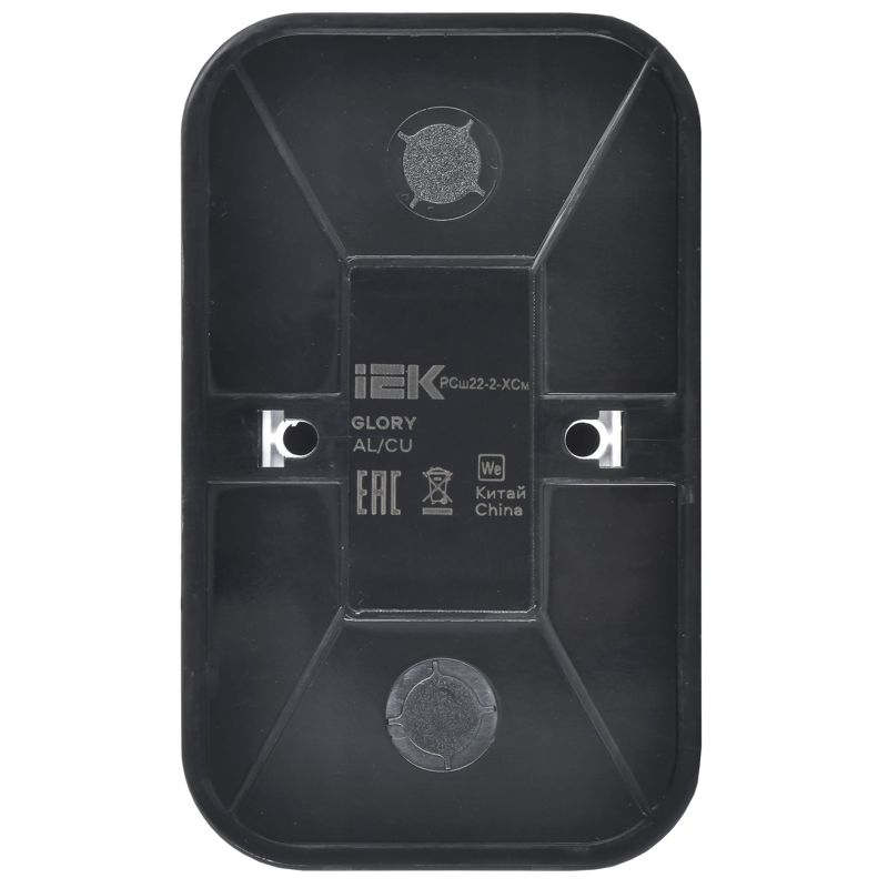 GLORY Розетка 2-местная для открытой установки без заземления с защитными шторками 10А РСш22-2-ХСм сталь матовый IEK