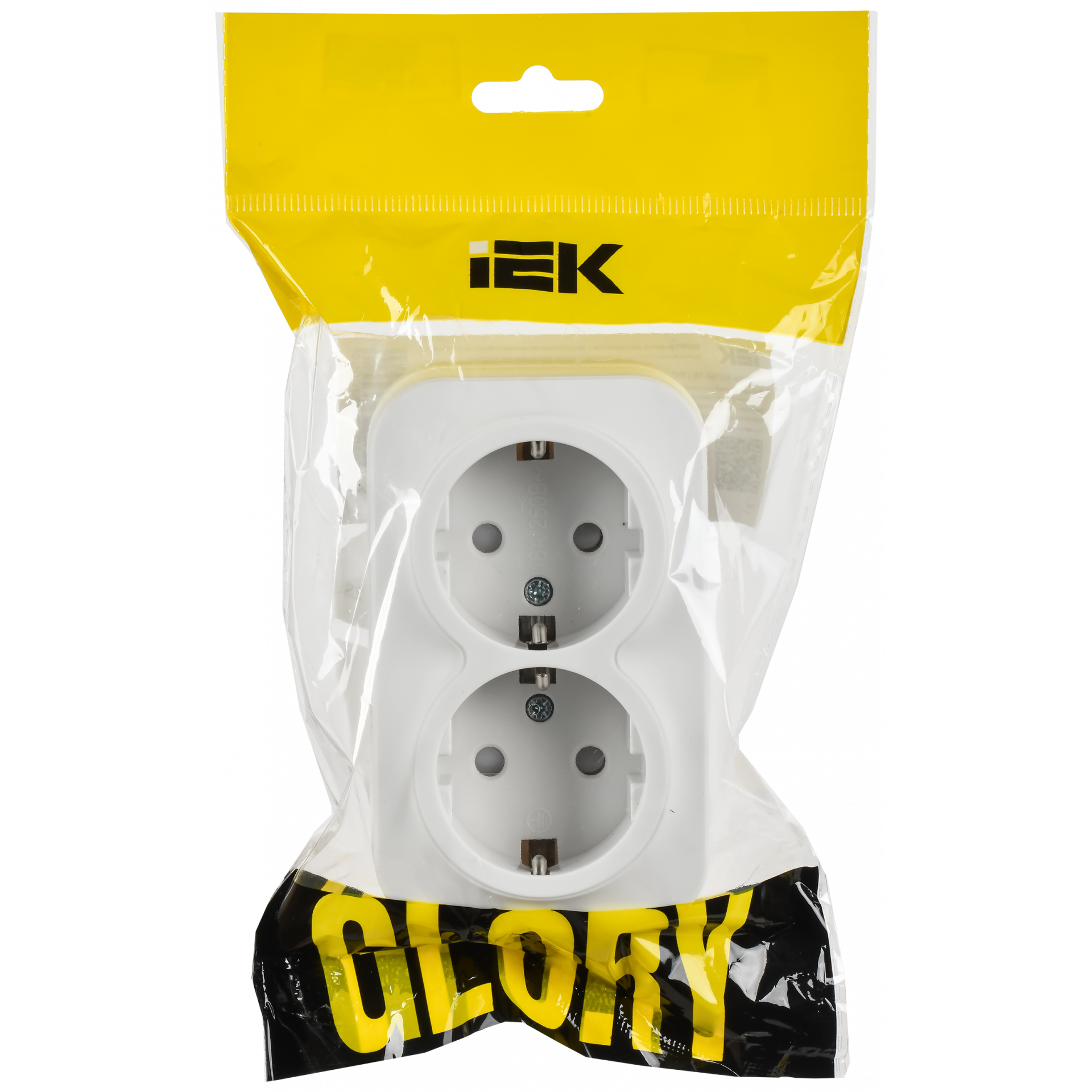 GLORY Розетка 2-местная для открытой установки с заземлением с защитными шторками 16А РСш22-3-ХБм белый матовый IEK