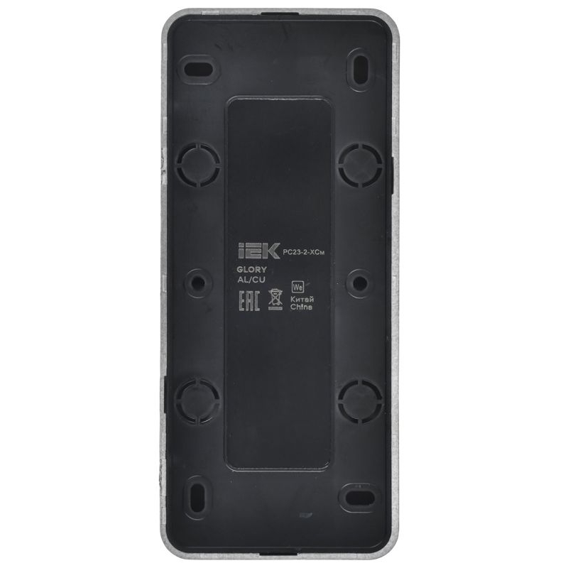 GLORY Розетка 3-местная для открытой установки без заземления без защитных шторок 10А РС23-2-ХСм сталь матовый IEK