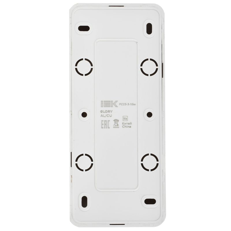 GLORY Розетка 3-местная для открытой установки с заземлением без защитных шторок 16А РС23-3-ХБм белый матовый IEK