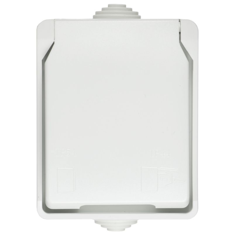 FORS Розетка 1-местная с заземлением для открытой установки 16А IP54 РСб20-3-ФБ белый IEK