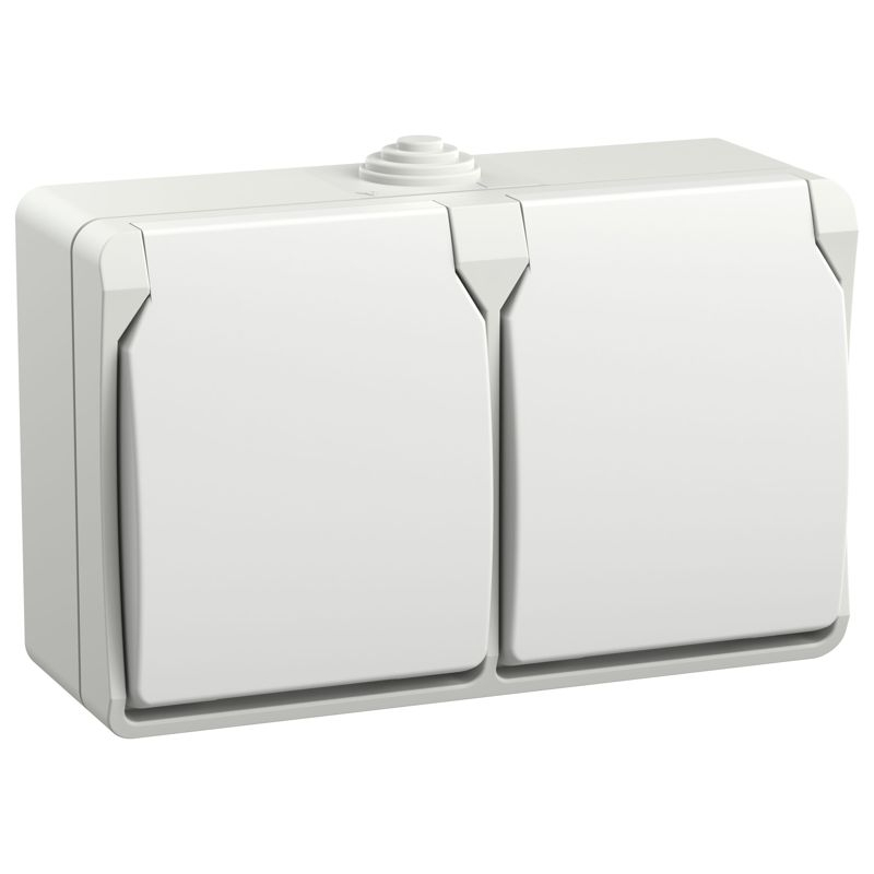 FORS Розетка 2-местная с заземлением для открытой установки 16А IP54 РСб22-3-ФБ белый IEK