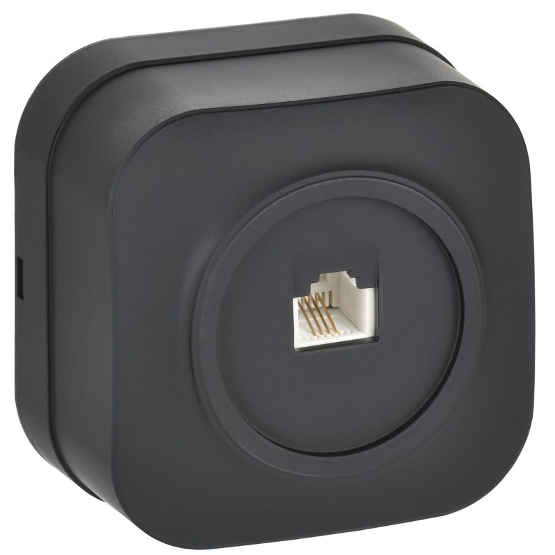 GLORY Розетка для открытой установки телефонная RJ11 РТ20-ХЧм черный матовый IEK