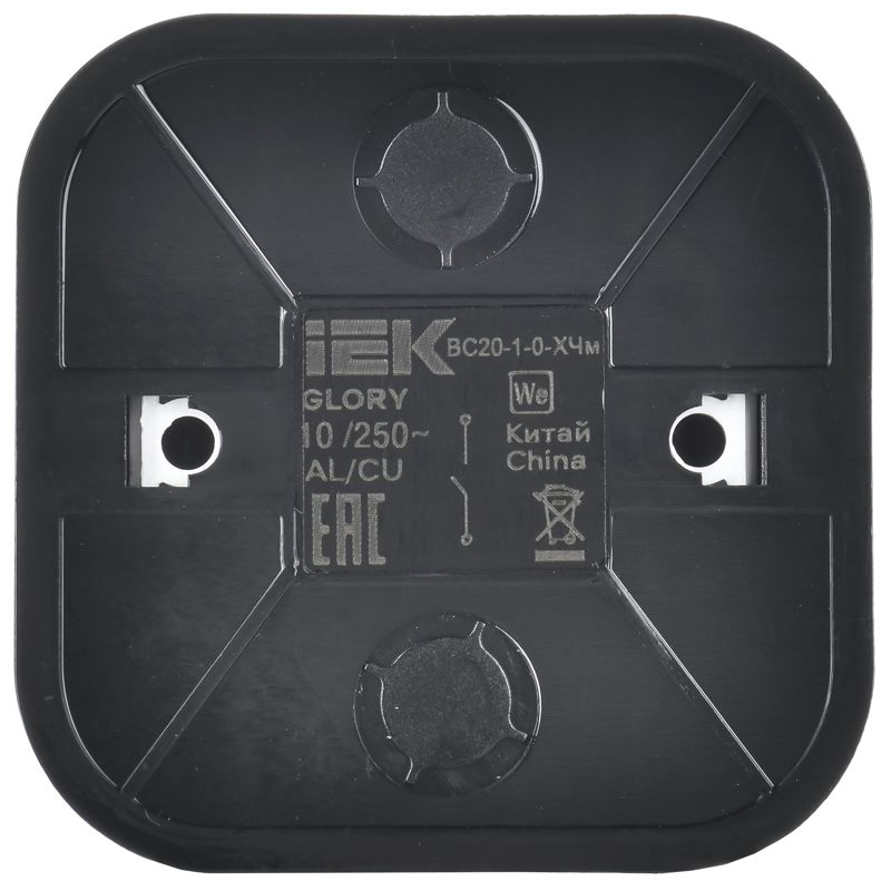 GLORY Выключатель 1-клавишный для открытой установки 10А ВС20-1-0-ХЧм черный матовый IEK