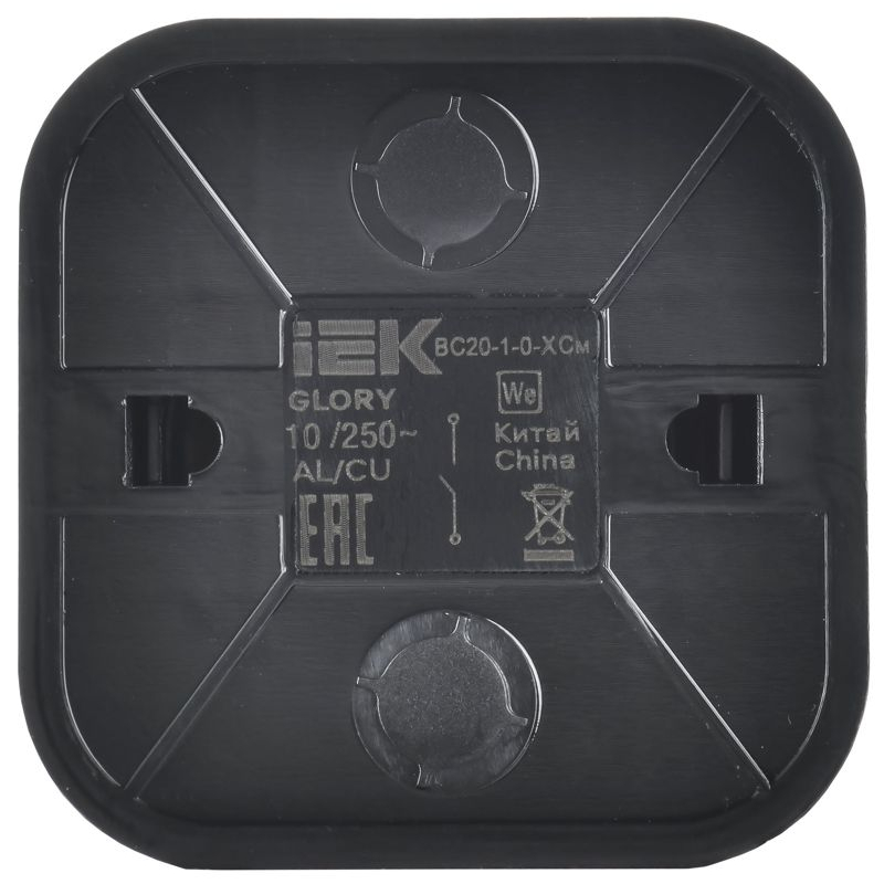 GLORY Выключатель 1-клавишный для открытой установки 10А ВС20-1-0-ХСм сталь матовый IEK