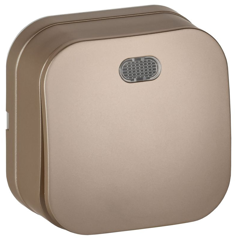 GLORY Выключатель 1-клавишный для открытой установки с индикацией 10А ВС20-1-1-ХШм шампань матовый IEK