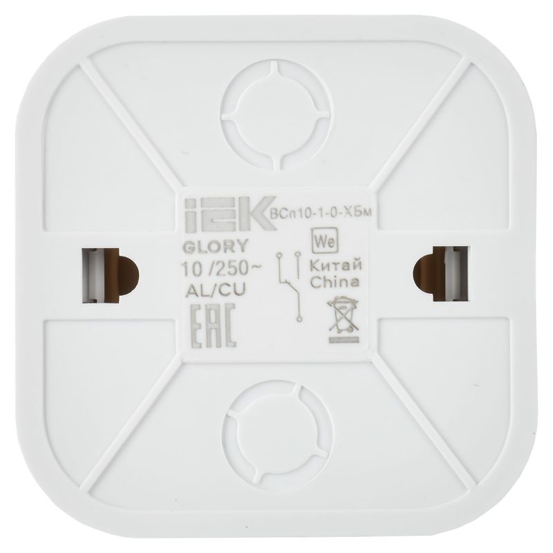 GLORY Выключатель 1-клавишный для открытой установки проходной 10А ВСп10-1-0-ХБм белый матовый IEK