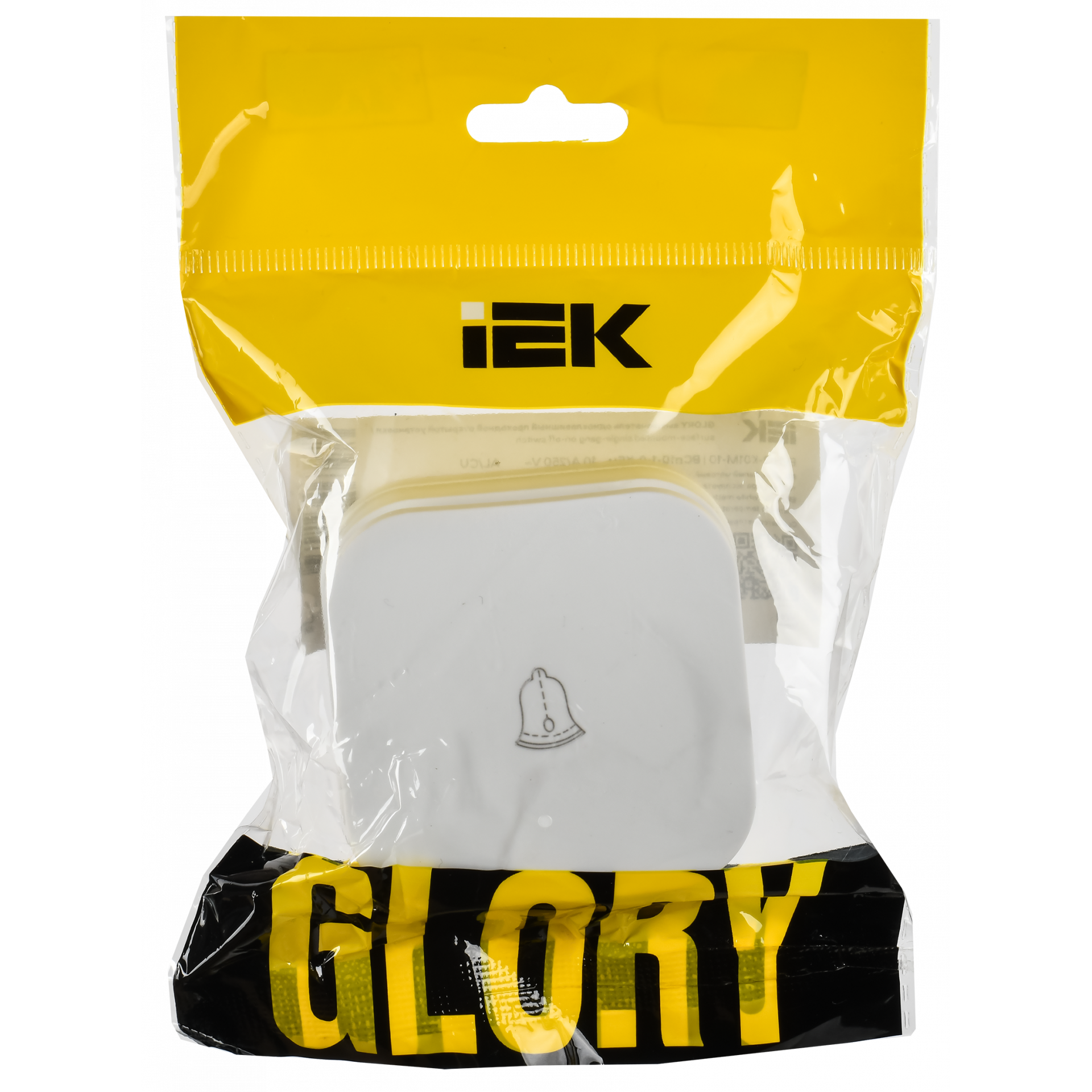 GLORY Выключатель 1-клавишный для открытой установки самовозвратный 10А ВСс20-1-0-ХБм белый матовый IEK