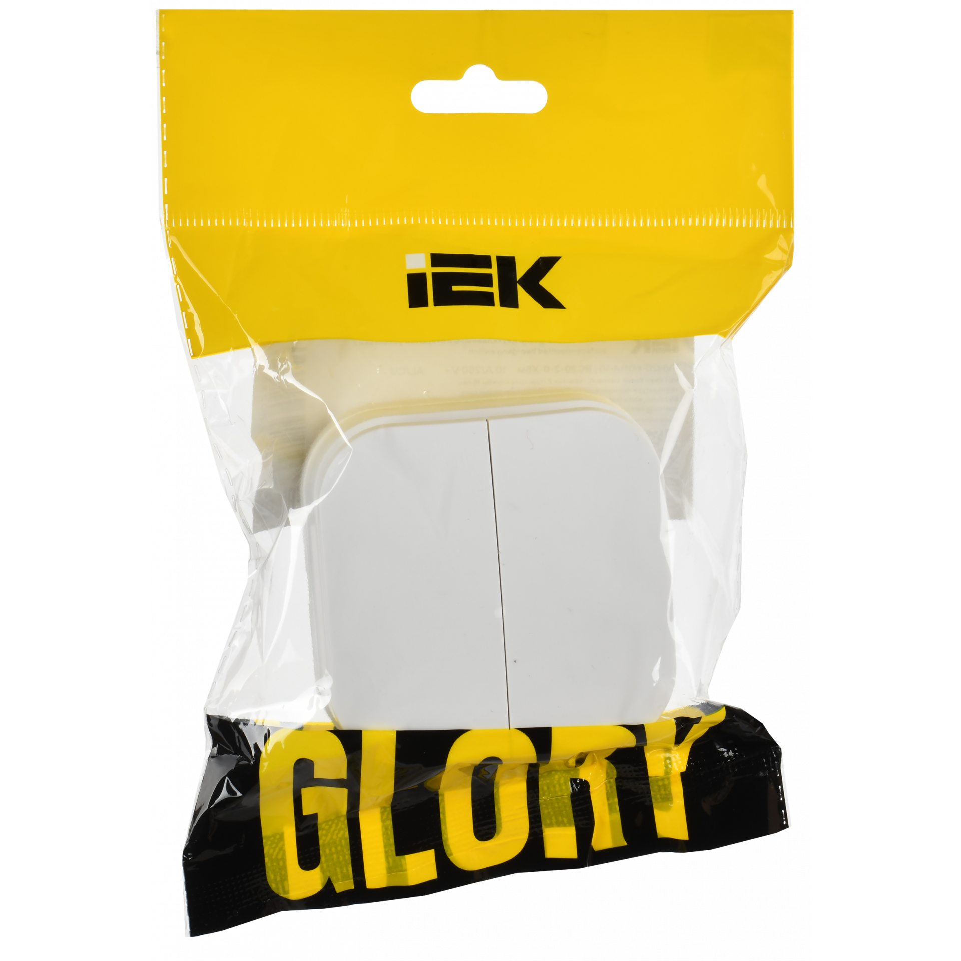GLORY Выключатель 2-клавишный для открытой установки 10А ВС20-2-0-ХБм белый матовый IEK