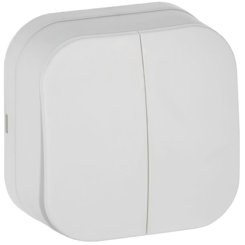 GLORY Выключатель 2-клавишный для открытой установки 10А ВС20-2-0-ХБм белый матовый IEK