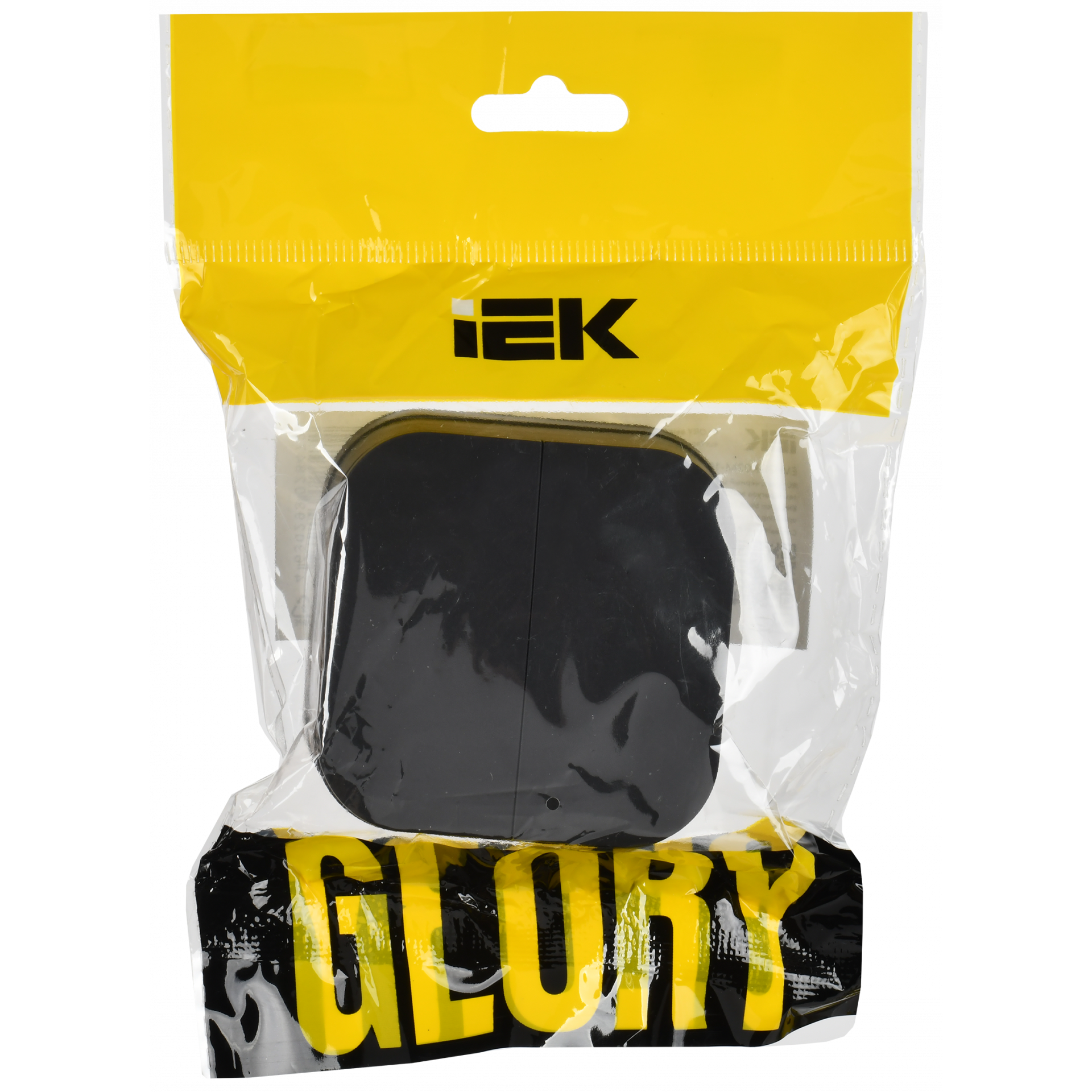 GLORY Выключатель 2-клавишный для открытой установки 10А ВС20-2-0-ХЧм черный матовый IEK