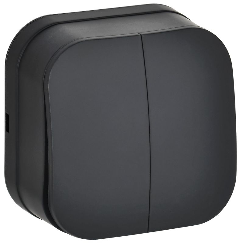 GLORY Выключатель 2-клавишный для открытой установки 10А ВС20-2-0-ХЧм черный матовый IEK