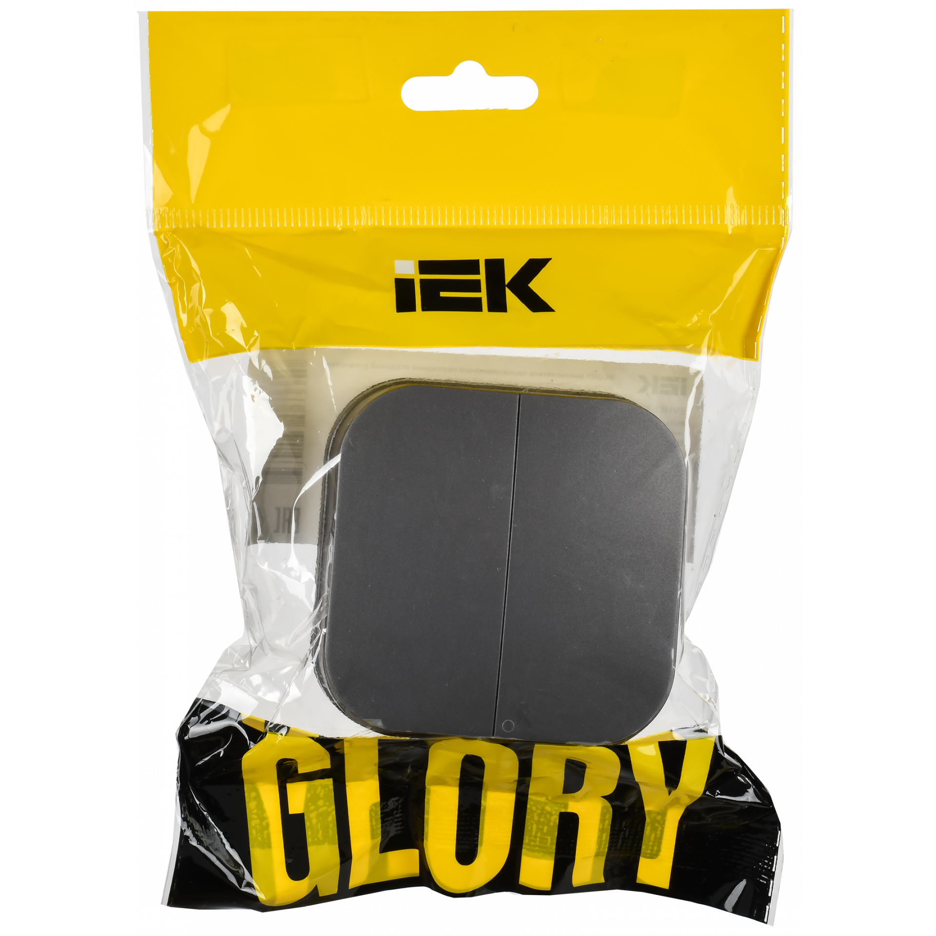 GLORY Выключатель 2-клавишный для открытой установки 10А ВС20-2-0-ХСм сталь матовый IEK