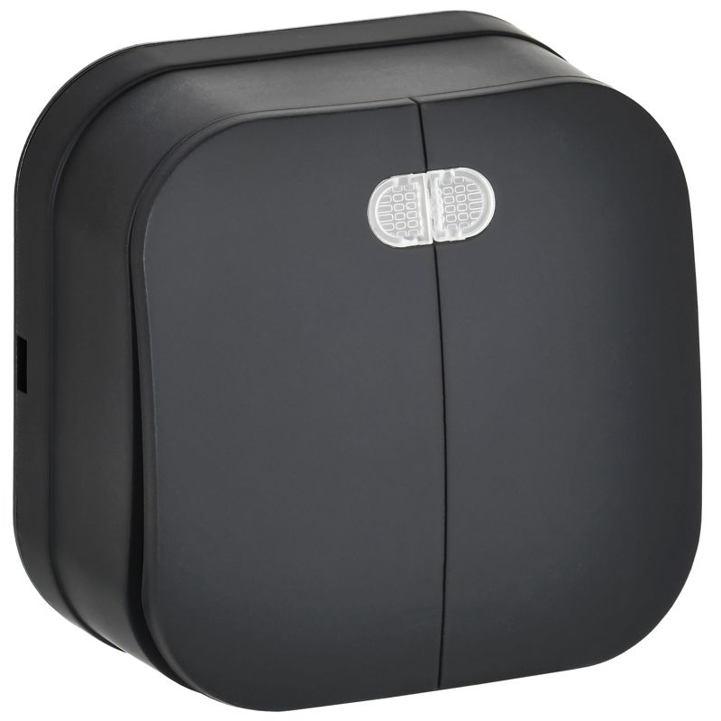 GLORY Выключатель 2-клавишный для открытой установки с индикацией 10А ВС20-2-1-ХЧм черный матовый IEK