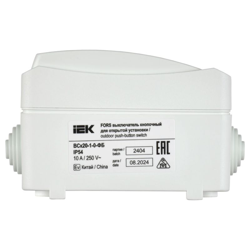 FORS Выключатель кнопочный для открытой установки 10А IP54 ВСк20-1-0-ФБ белый IEK
