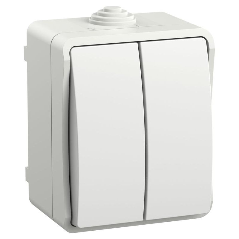 FORS Выключатель 2-клавишный для открытой установки 10А IP54 ВС20-2-0-ФБ белый IEK