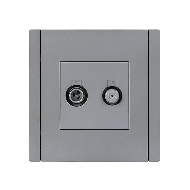 FORTE&PIANO Розетка двойная TV+SAT FP538 сталь IEK
