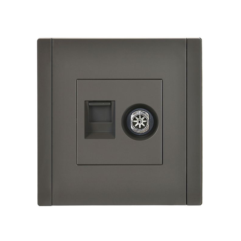 FORTE&PIANO Розетка двойная TV+RJ45 кат.5E FP336 серый IEK