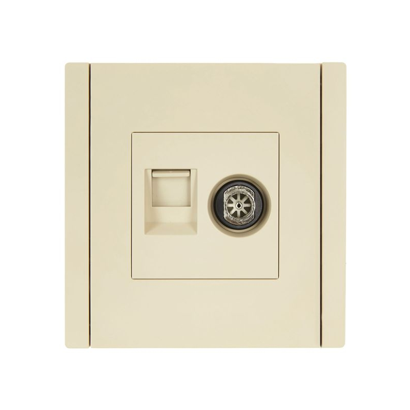 FORTE&PIANO Розетка двойная TV+RJ45 кат.5E FP436 ваниль IEK