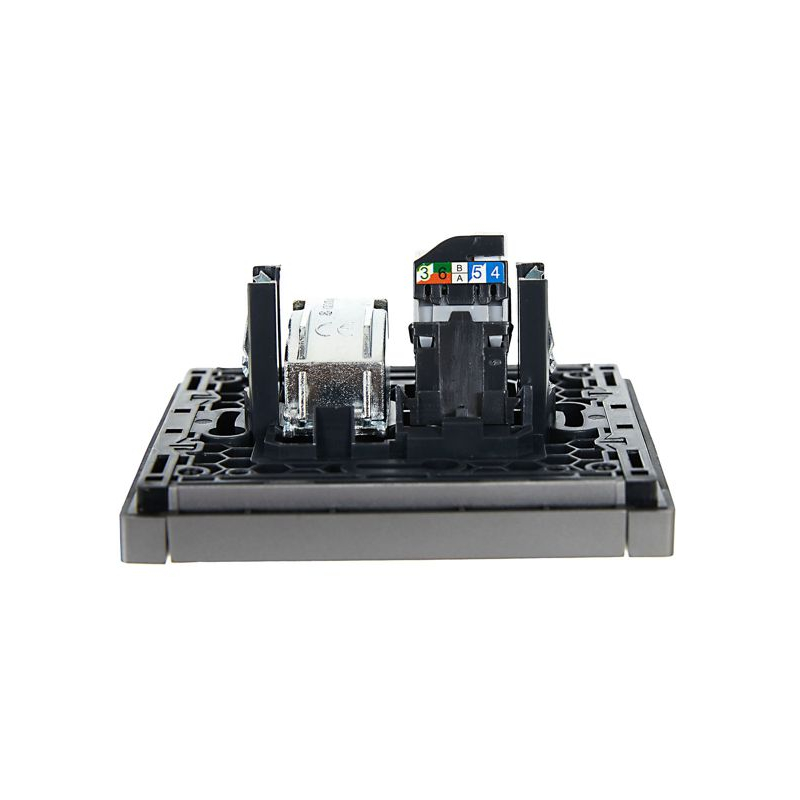 FORTE&PIANO Розетка двойная TV+RJ45 кат.5E FP536 сталь IEK