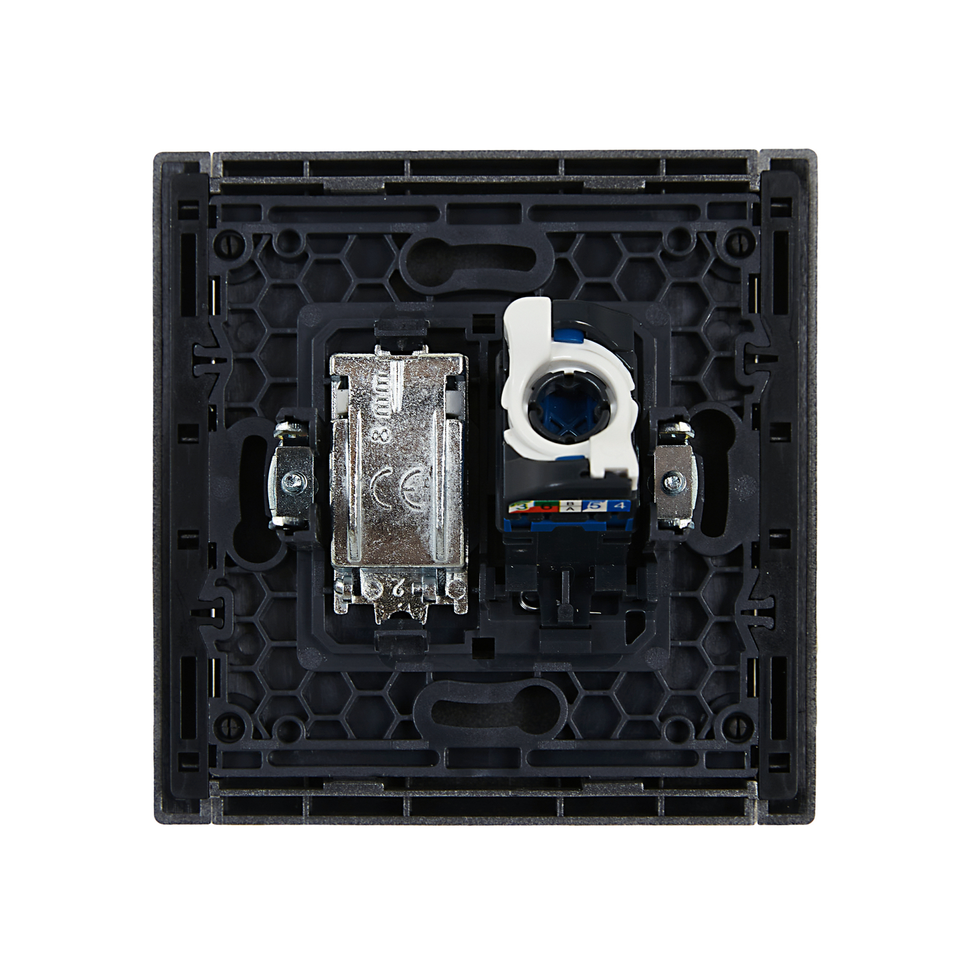 FORTE&PIANO Розетка двойная TV+RJ45 кат.6 FP537 сталь IEK
