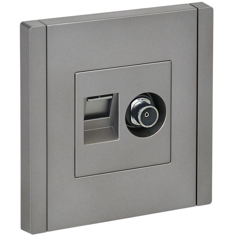 FORTE&PIANO Розетка двойная TV+RJ45 кат.6 FP537 сталь IEK