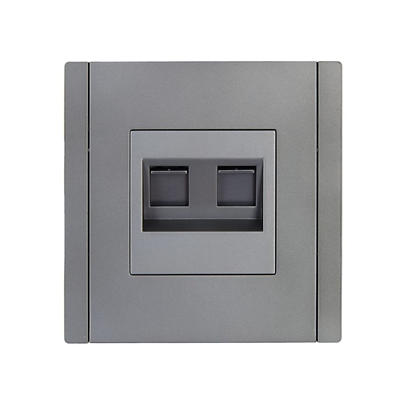 FORTE&PIANO Розетка двойная RJ11+RJ45 кат.5E FP535 сталь IEK