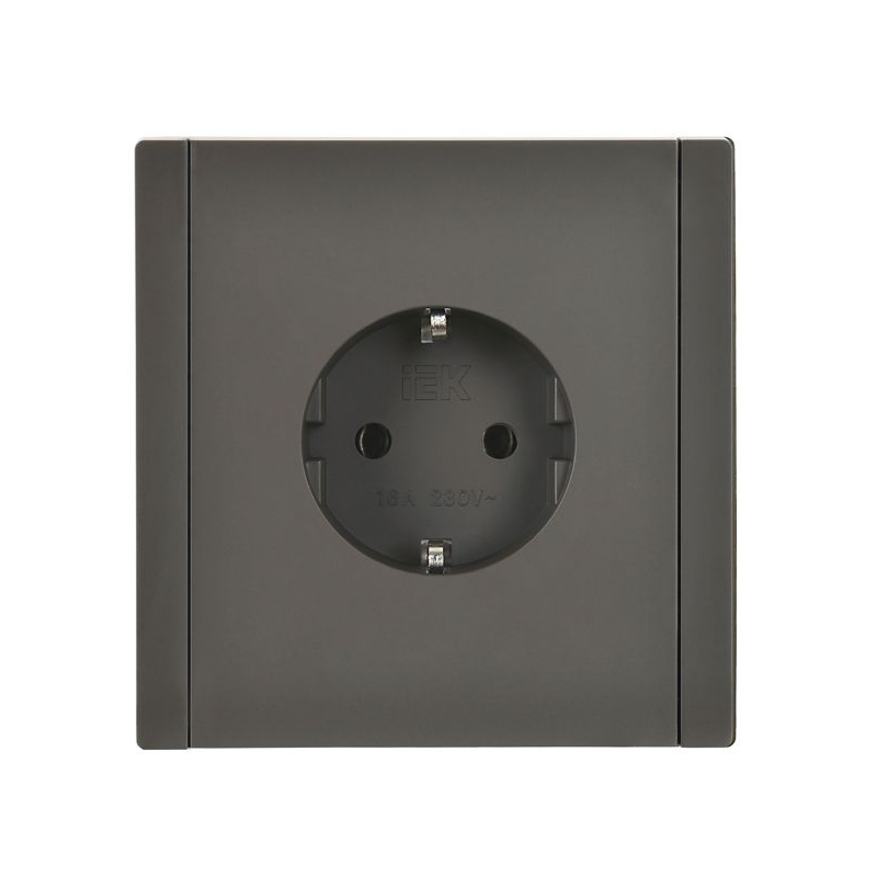 FORTE&PIANO Розетка 1-местная с заземлением без защитных шторок безвинтовое крепление 16А FP314 серый IEK