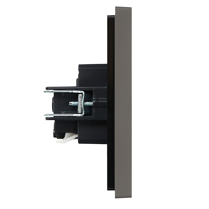 FORTE&PIANO Розетка 1-местная с заземлением без защитных шторок безвинтовое крепление 16А FP314 серый IEK