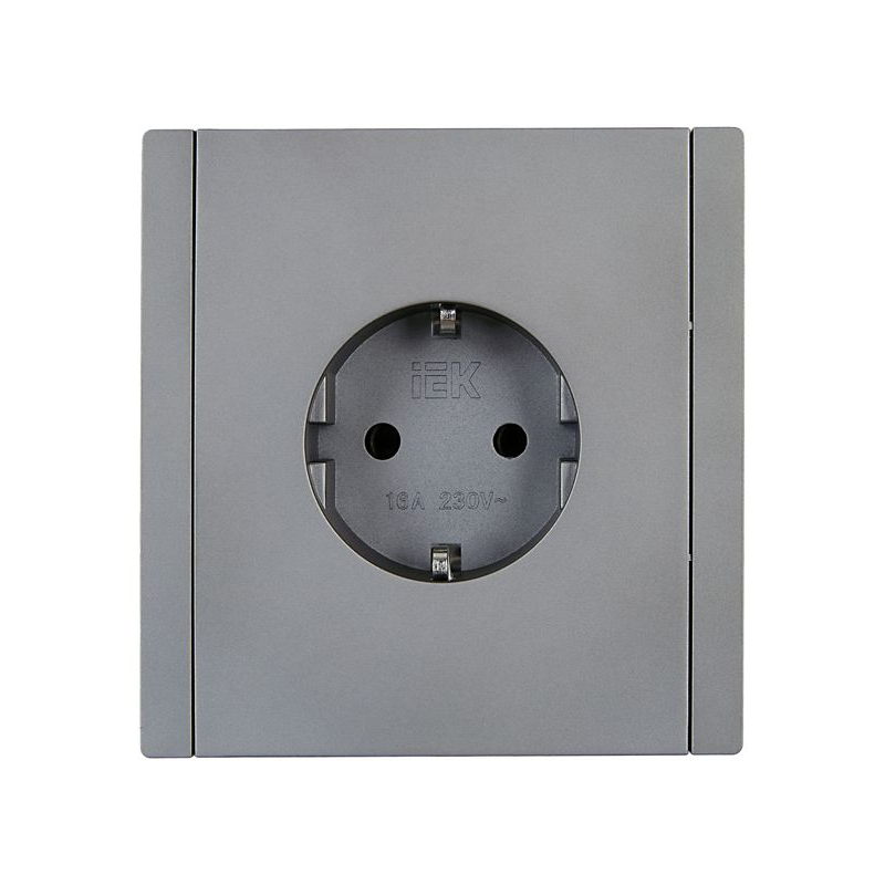 FORTE&PIANO Розетка 1-местная с заземлением без защитных шторок безвинтовое крепление 16А FP514 сталь IEK