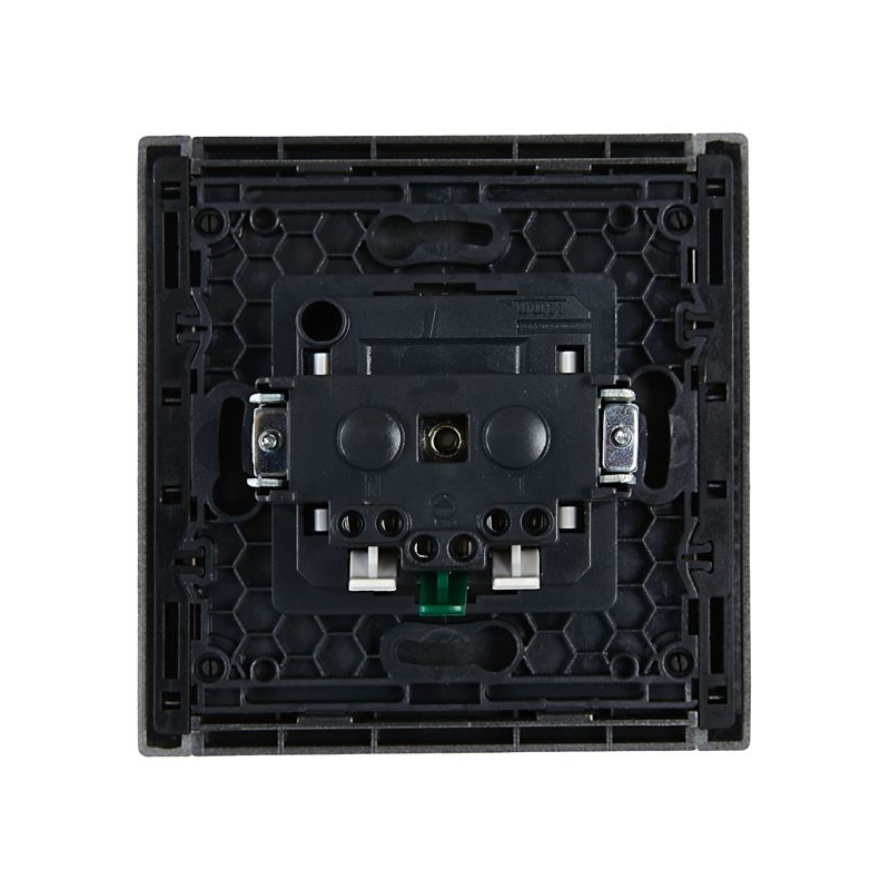 FORTE&PIANO Розетка 1-местная с заземлением без защитных шторок безвинтовое крепление 16А FP514 сталь IEK