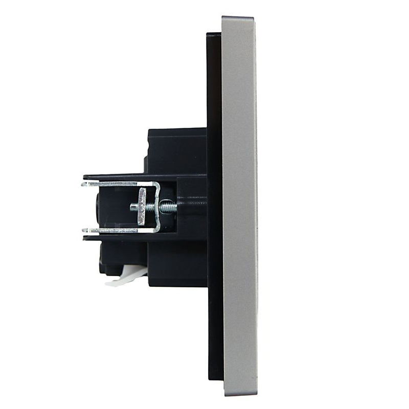 FORTE&PIANO Розетка 1-местная с заземлением без защитных шторок безвинтовое крепление 16А FP514 сталь IEK