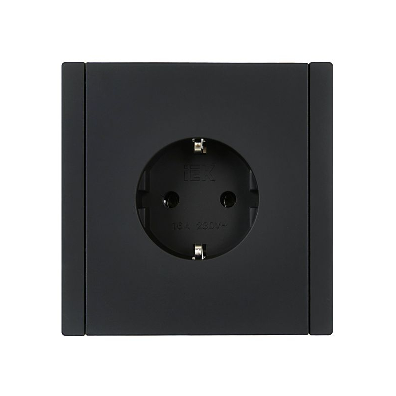 FORTE&PIANO Розетка 1-местная с заземлением без защитных шторок винтовое крепление 16А FP116 черный IEK