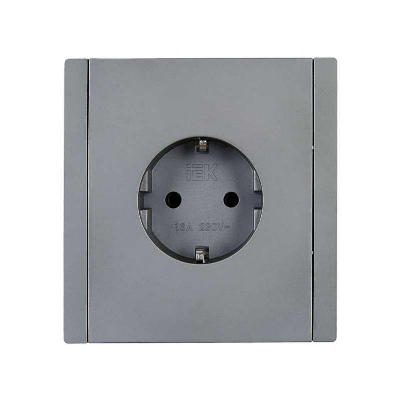 FORTE&PIANO Розетка 1-местная с заземлением без защитных шторок винтовое крепление 16А FP516 сталь IEK