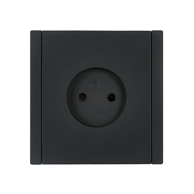 FORTE&PIANO Розетка 1-местная без заземления с защитными шторками винтовое крепление 10А FP117 черный IEK