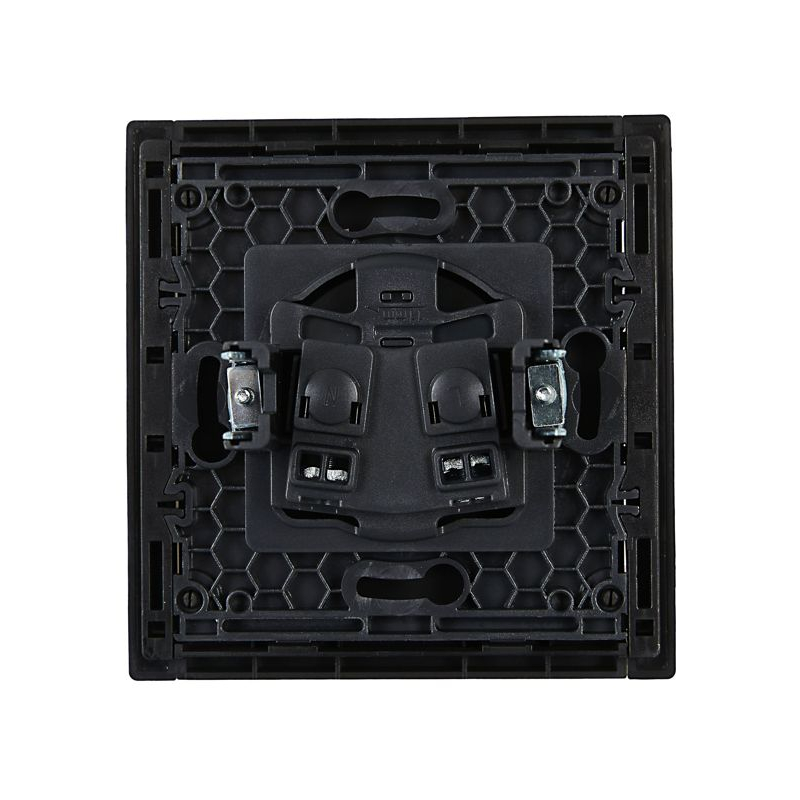 FORTE&PIANO Розетка 1-местная без заземления с защитными шторками винтовое крепление 10А FP117 черный IEK